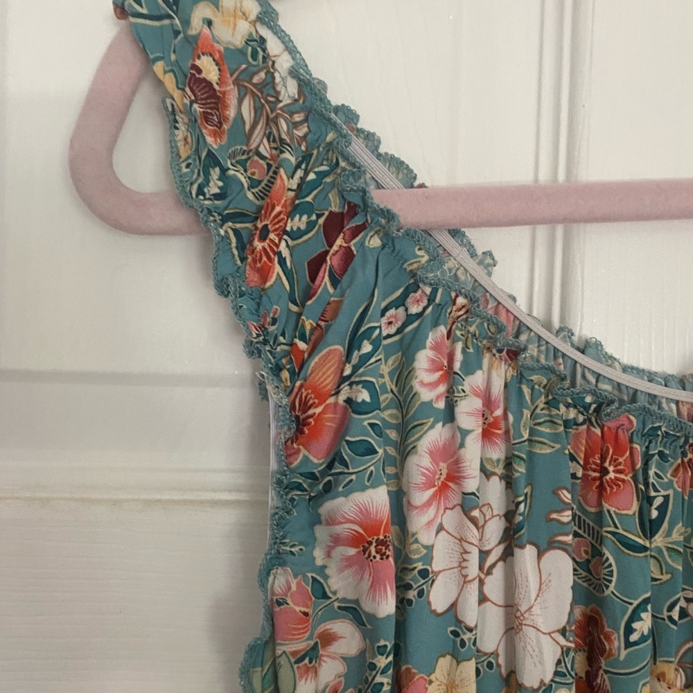 Amazon Dress, Teal floral boho style